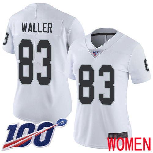 Oakland Raiders Limited White Women Darren Waller Road Jersey NFL Football #83 100th Season Vapor Jersey->women nfl jersey->Women Jersey